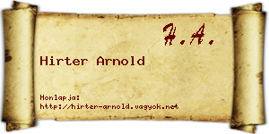 Hirter Arnold névjegykártya